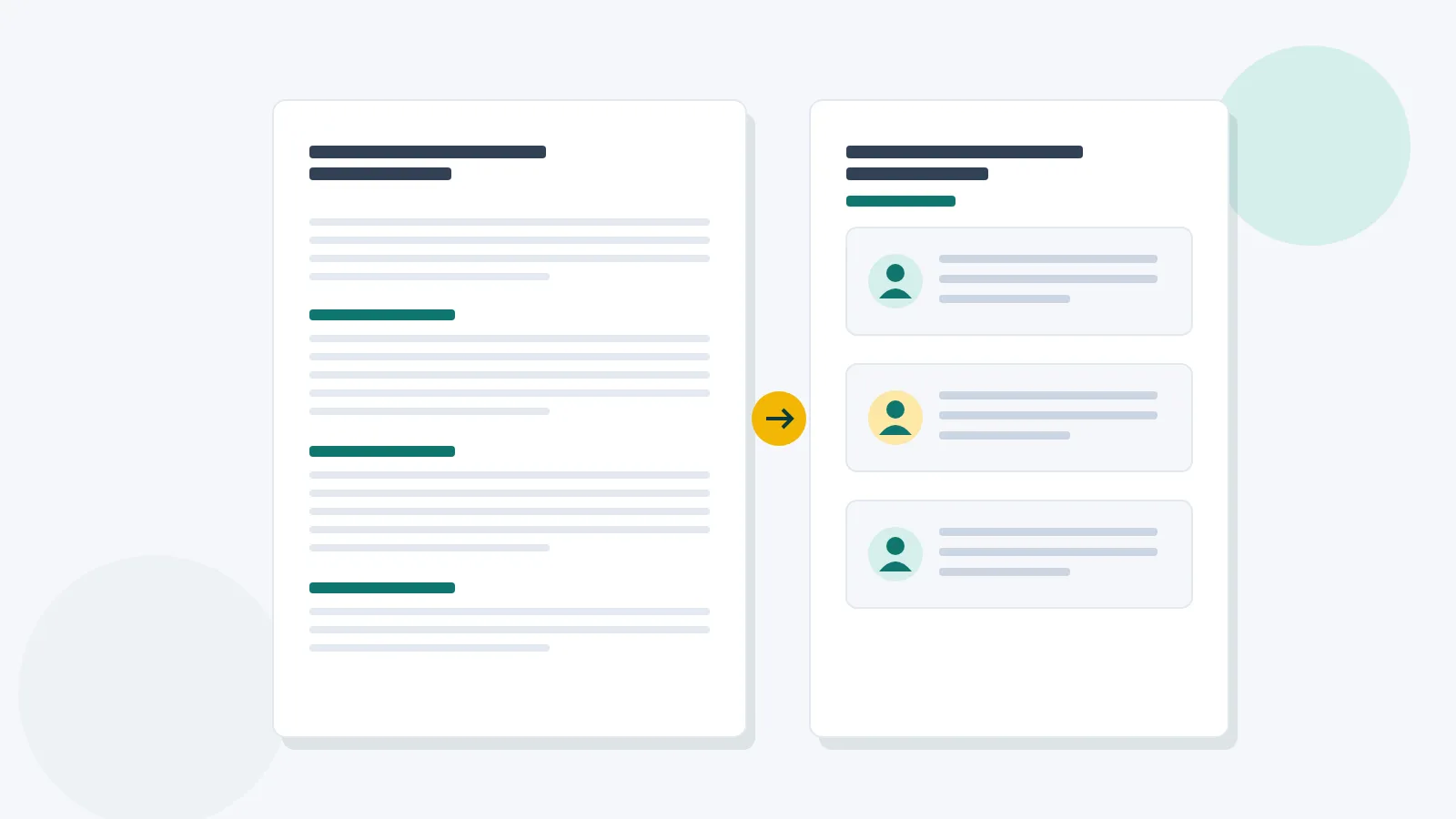 Illustration of a resume next to a separate reference sheet listing three contacts