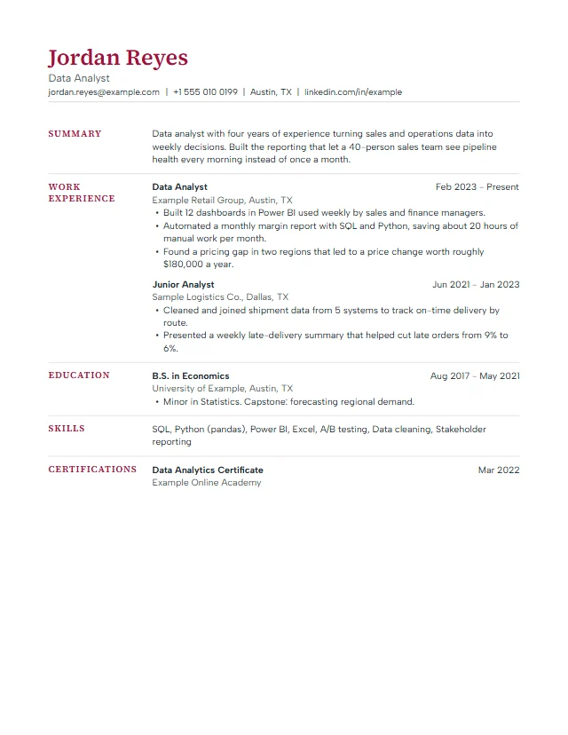Preview of the Meridian premium resume template with a fictional sample