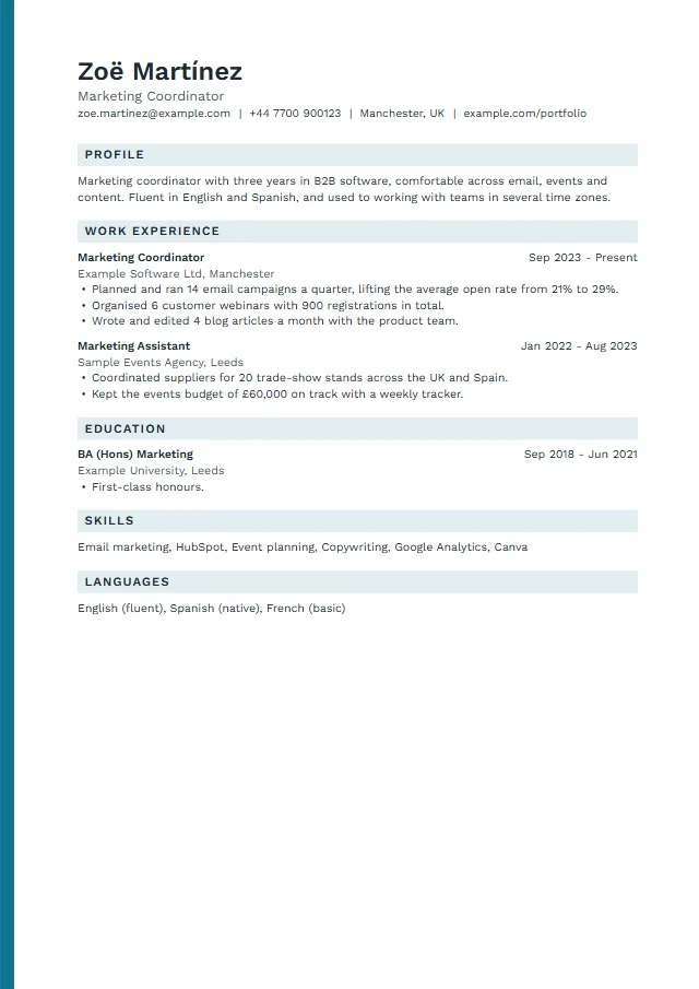 Preview of the Northwind template filled with a fictional sample document